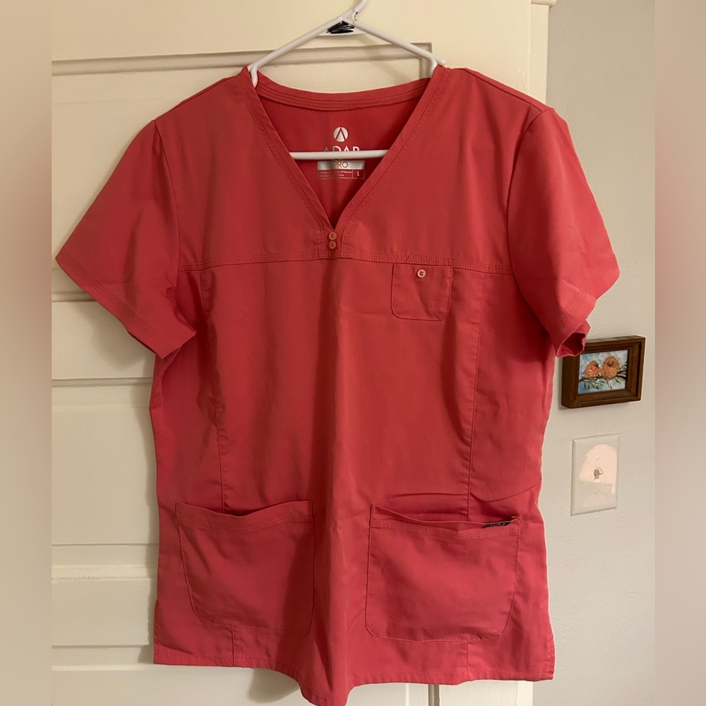 Salmon Pink Adar Scrubs Set with Jogger Pants Large